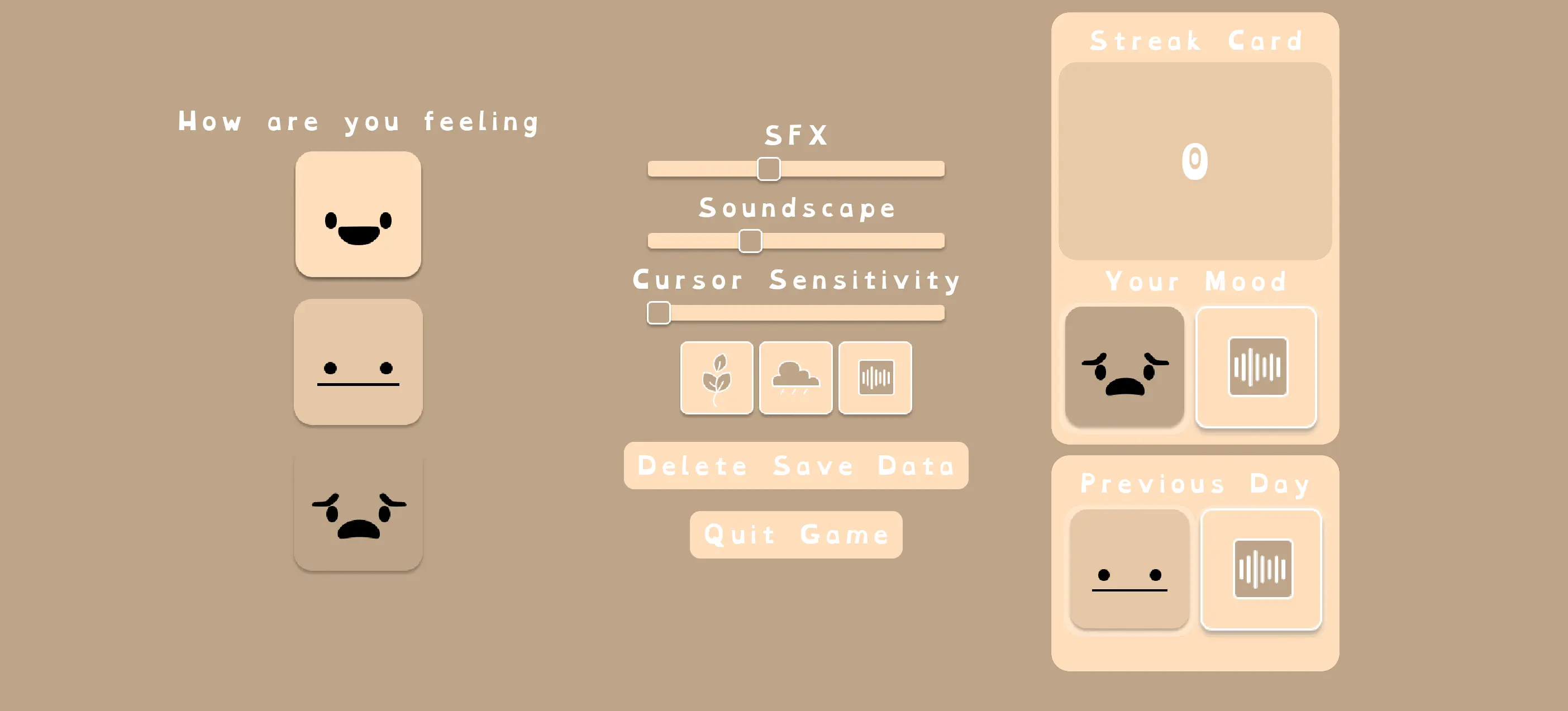 The Nook settings and menu interface